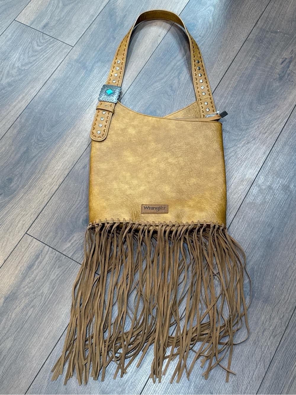 Wrangler Fringe Shoulder Bag with Turquoise Concho